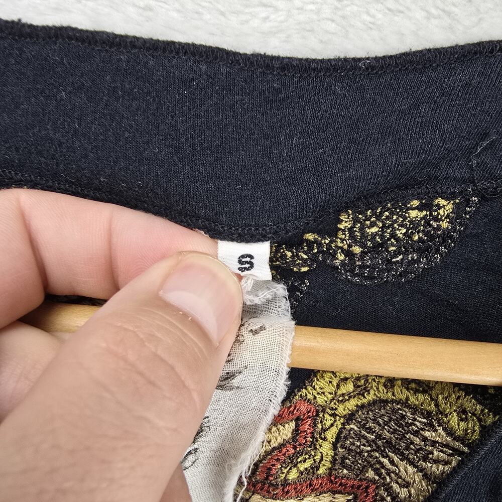 Johnny Was JWLA Embroidered Tunic Top Small Black Born Fee Floral Wings - Picture 6 of 13